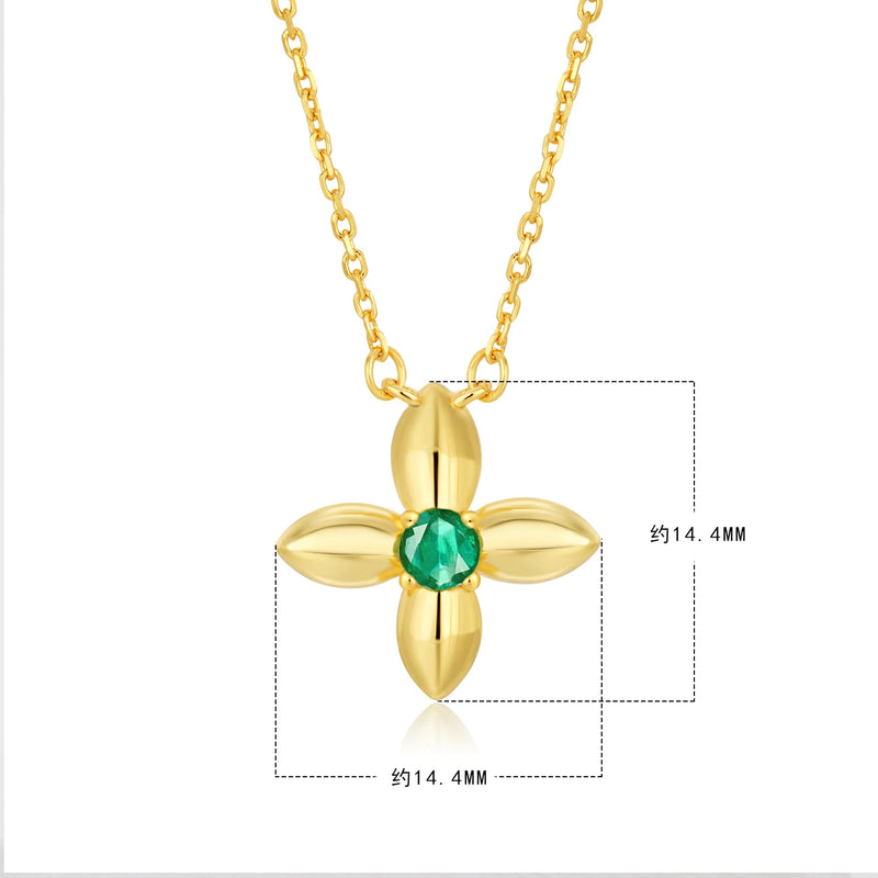 18K Gold Plated Sterling Silver Flower Pendant Necklace for Women