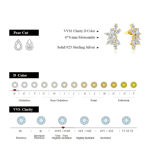 10K/14K Gold Moissanite Stud Earrings for Women