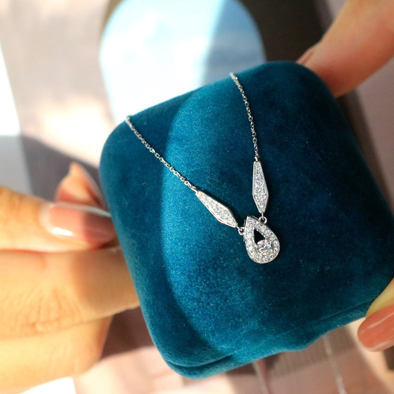 Solid White Gold Diamond Pendant Necklace for Women