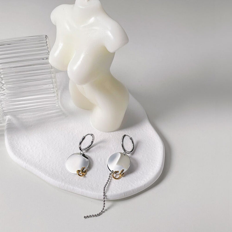 ENFASHION Simple Stainless Steel Colorblock Drop Earrings Irregular Length Design Mujer Earring Fashion Jewelry Party E221353