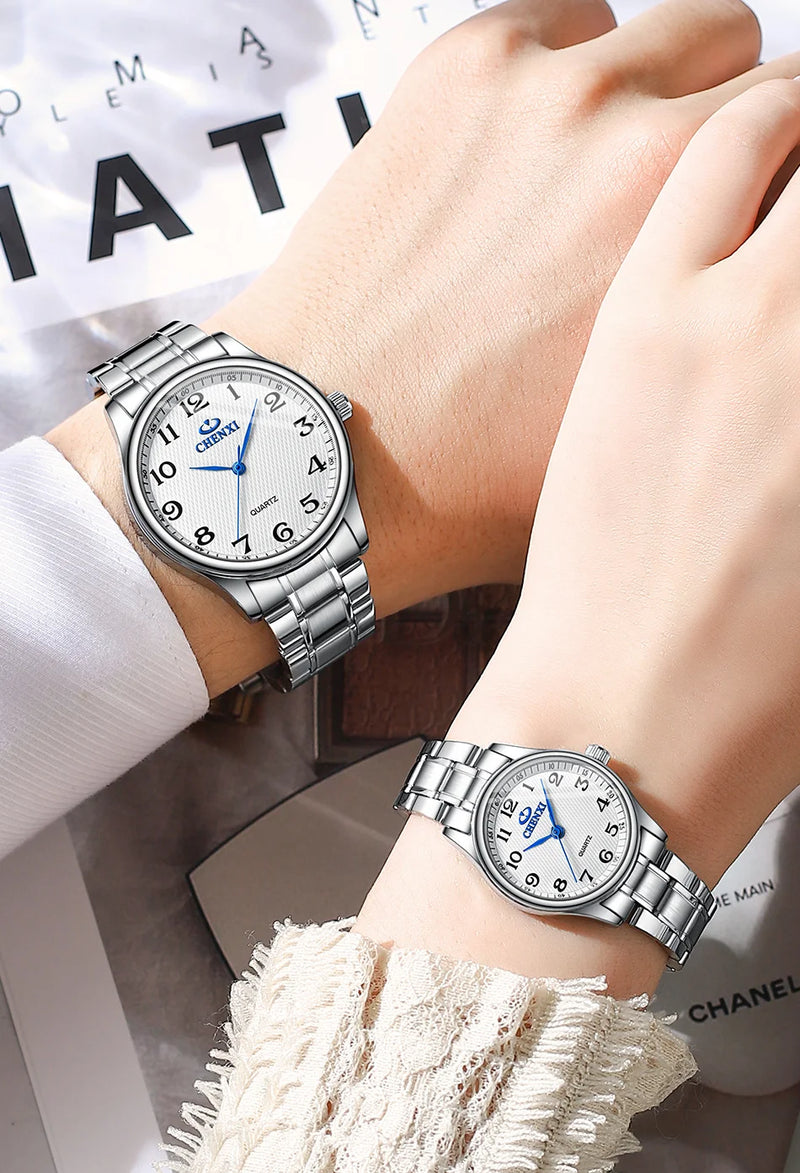 Steel Quartz Casual Watch for Couple