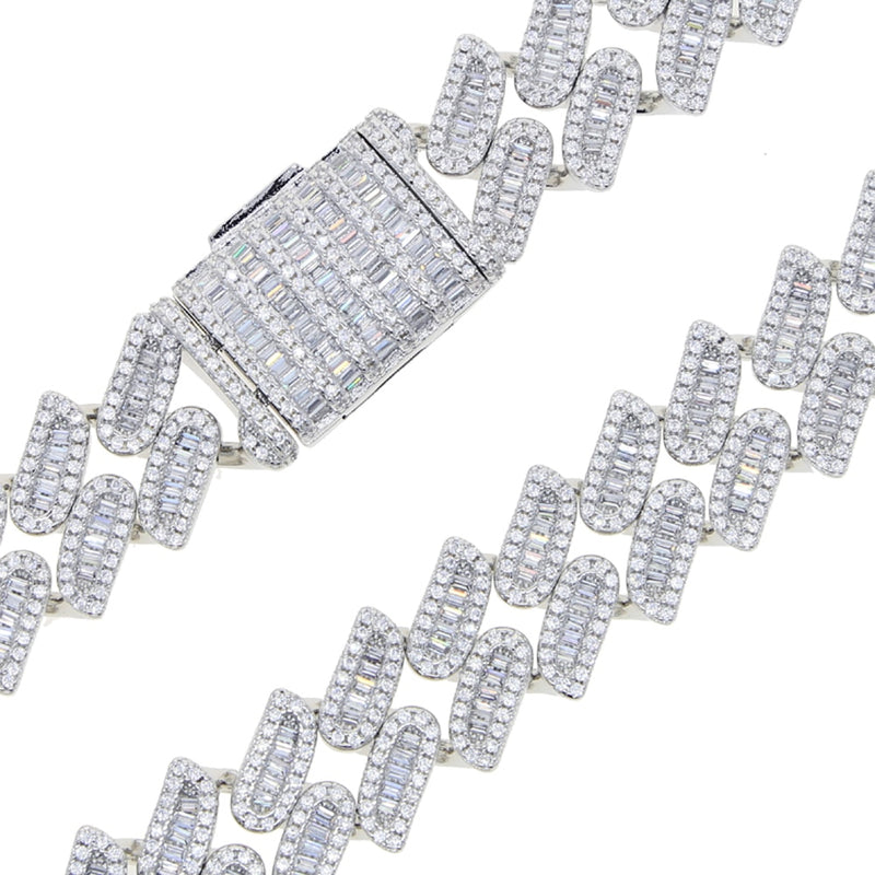 Silver Plated 16MM Cubic Zirconia Iced Out Cuban Link Chain for Men