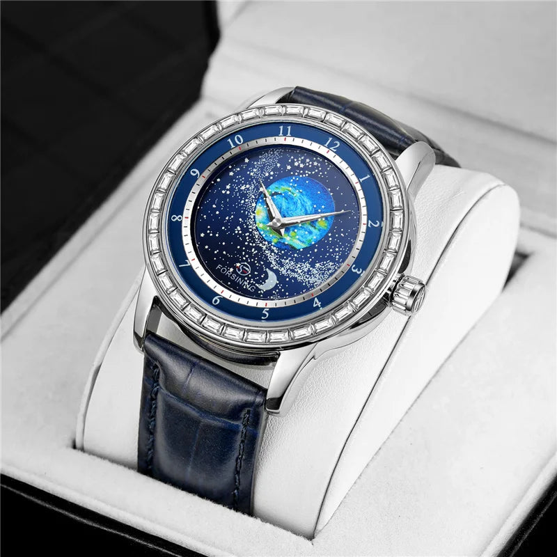 Leather Luxury Full Sky Star Quartz Watch for Men