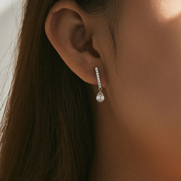 925 Sterling Silver Zircon Stick Stud