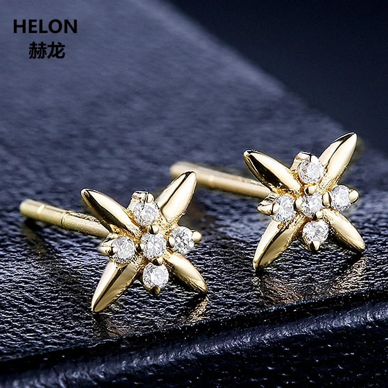 14k Yellow Gold Natural Diamonds Stud Earrings for Women