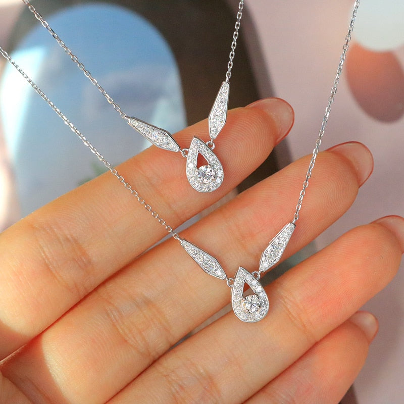 Solid White Gold Diamond Pendant Necklace for Women