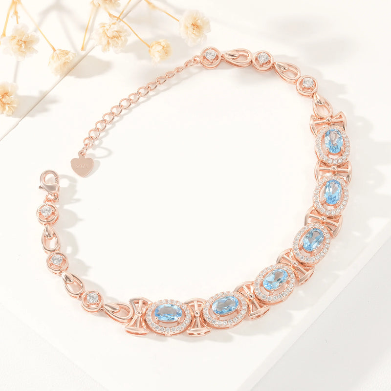 925 Sterling Silver Natural Topaz Tennis Bracelet for Women