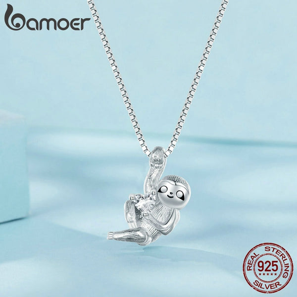 925 Sterling Silver Sloth Pendant Necklace for Women