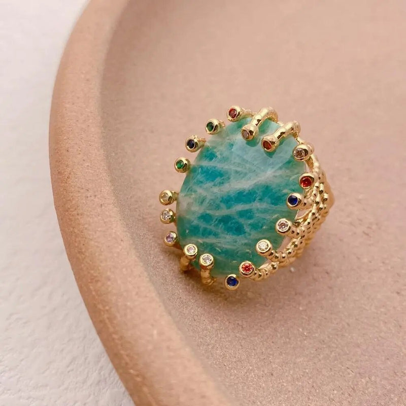 Gold Plated Amazonite Ring