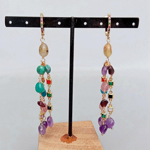 YYING Multi Color Gemstone Dangle Earrings Cz Pave Lever Back Girlfriend Women Gifts