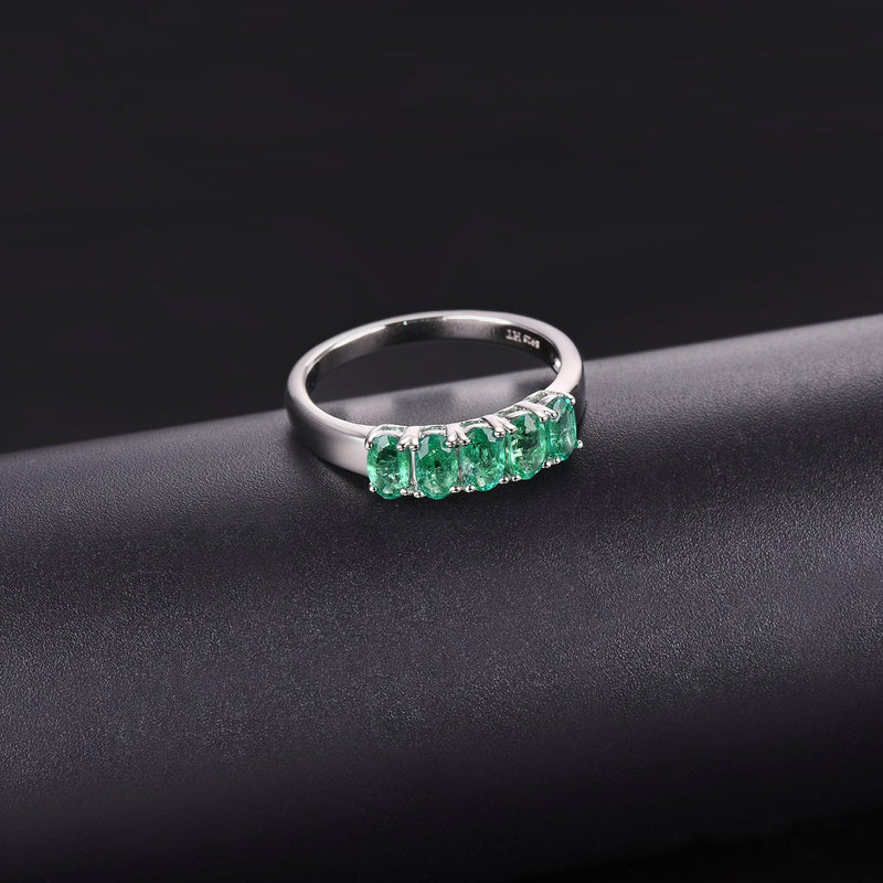 Sterling Silver 1.6 Carat Emerald Ring for Women