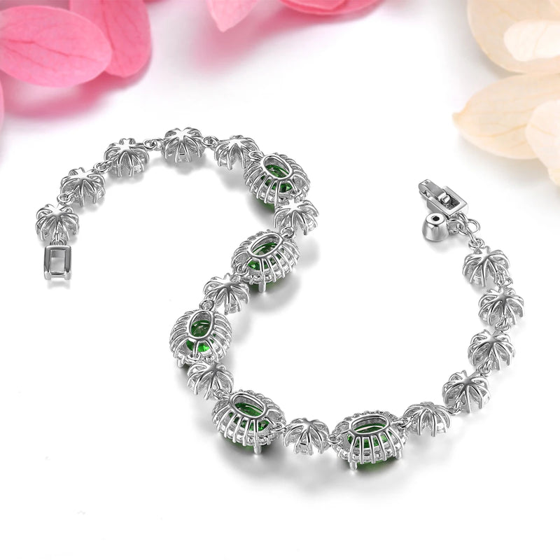 Sterling Silver Chrome Diopside Bracelet, 6.80 Carats for Women