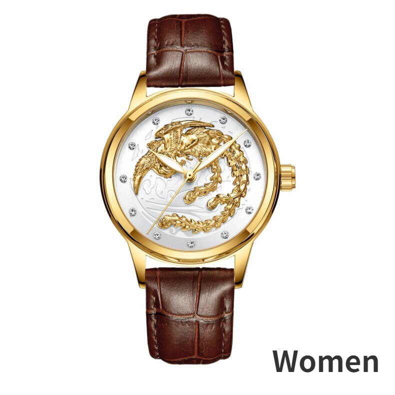 Gold Dragon Phoenix Couple Watches