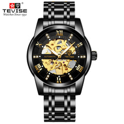 Stainless Steel Skeleton Automatic Mechanical Watch for Men