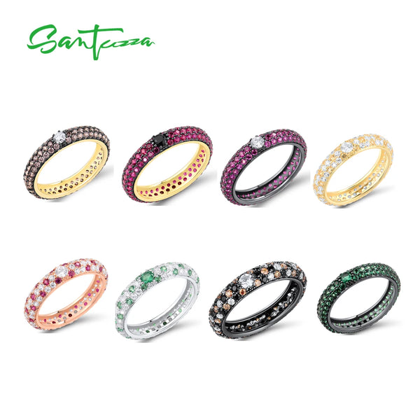 Sterling Silver Multi-color Gemstone Stackable Rings for Women