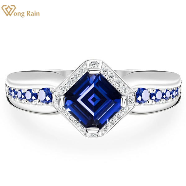 Sterling Silver Sapphire Diamond Ring for Women