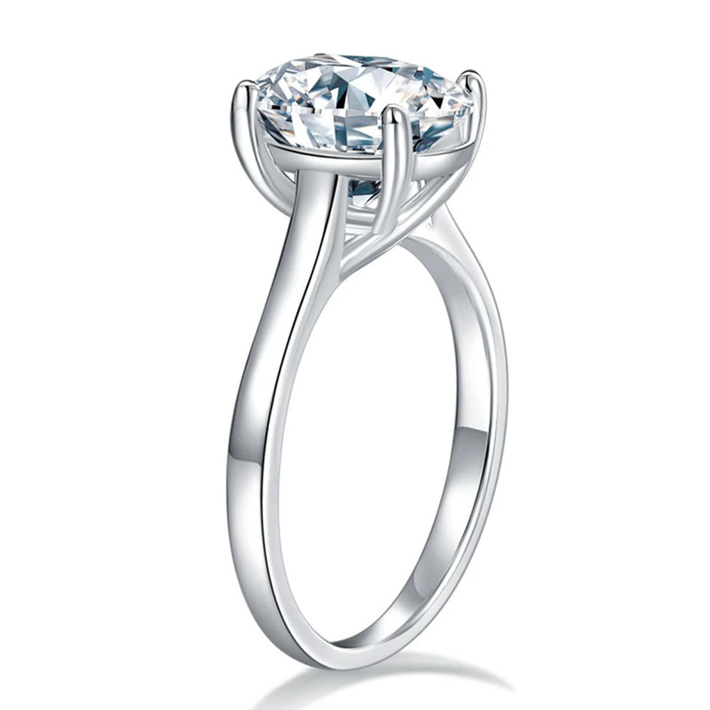 Sterling Silver Oval Moissanite Engagement Ring