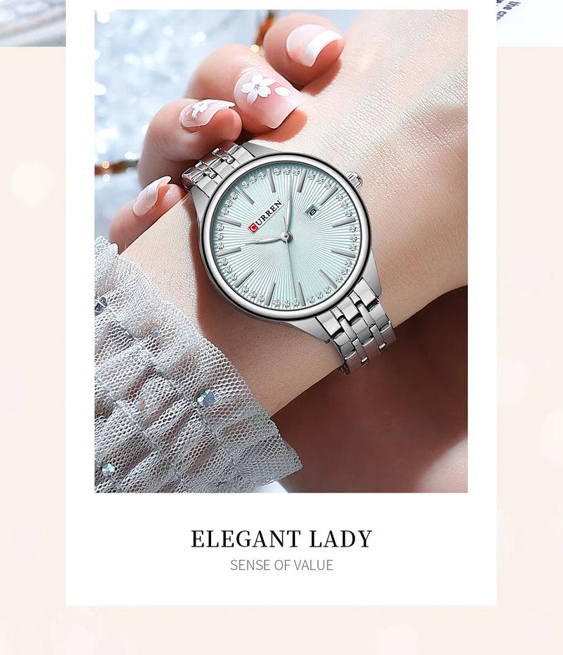 Alloy Quartz Wristwatch with Bracelet, for Women