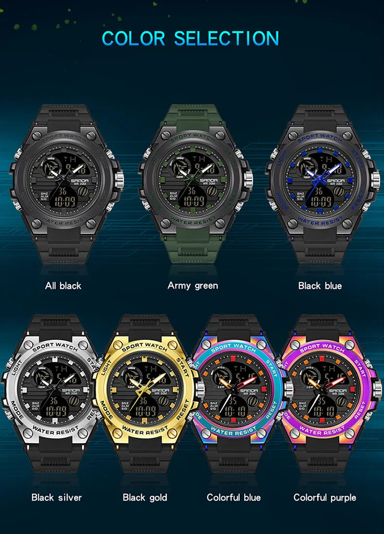 Stainless Steel Fashion Digital Watch with Backlit, Alarm, Stopwatch, and Timer for Men