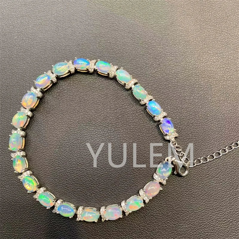 925 Silver Natural Opal Bracelet for Women