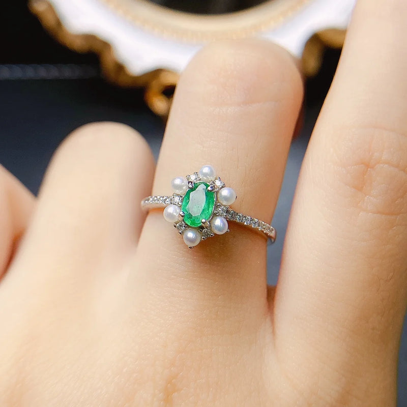 Sterling Silver 0.40 Carat Emerald Ring for Women