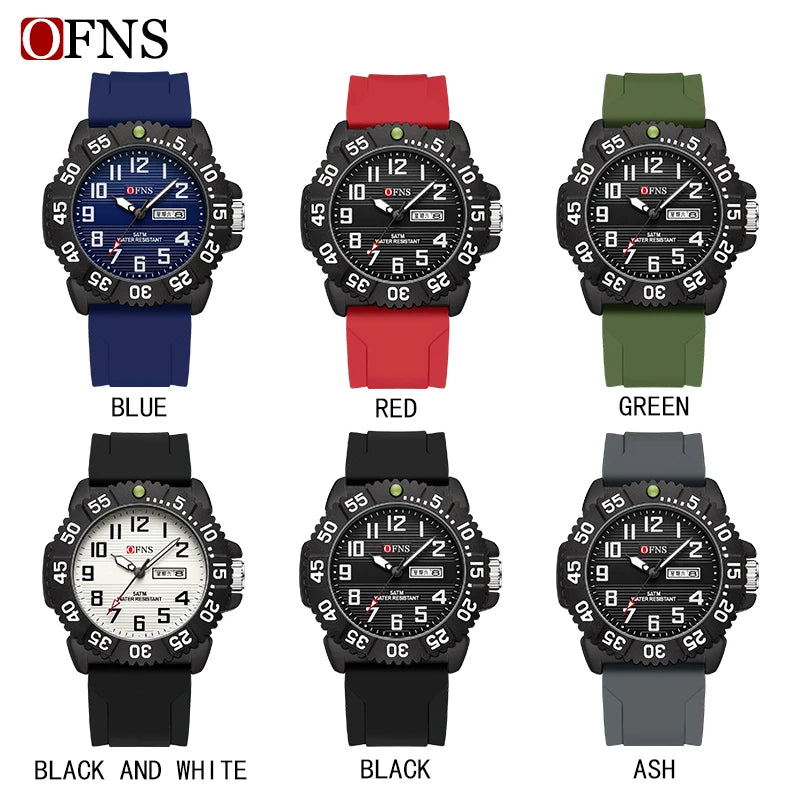 Stainless Steel Silicone Waterproof Luminous Date Watch for Men