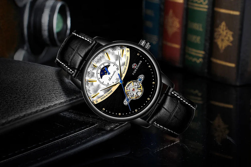 Stainless Steel Leather Luxury Automatic Watch for Men