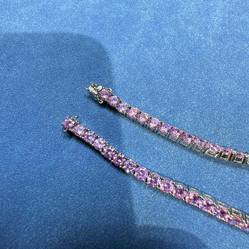 Sterling Silver Lab Pink Sapphire Tennis Bracelet