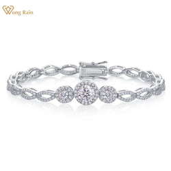 925 Sterling Silver Moissanite 3EX D Color Round Cut Bracelet for Women