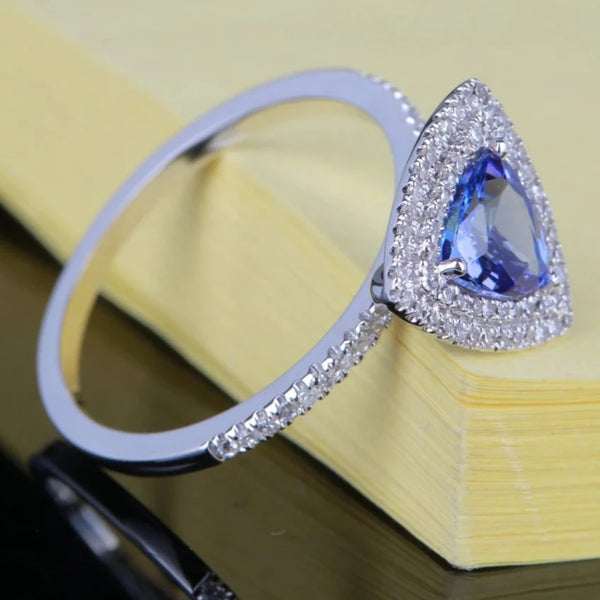 14K White Gold Tanzanite Diamond Ring for Women