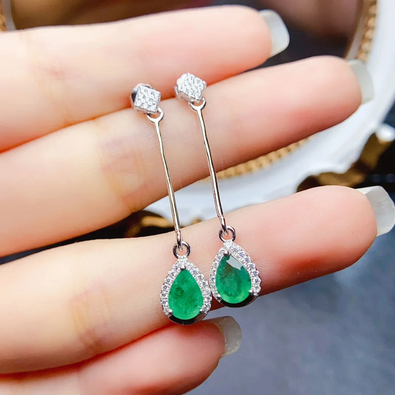 Sterling Silver 5*7mm Emerald Earrings for Women