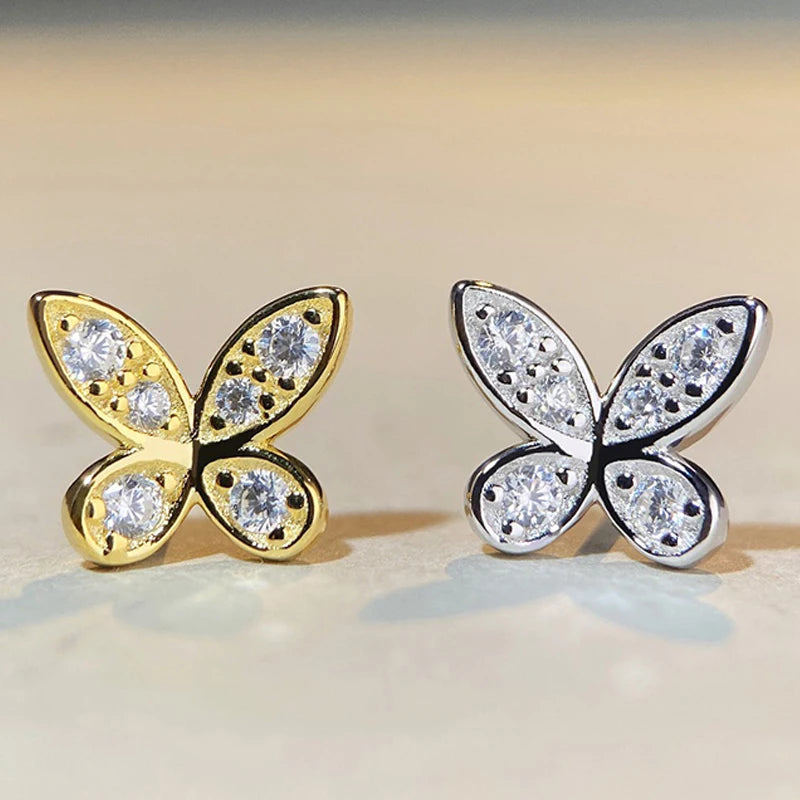 925 Sterling Silver D VVS1 Moissanite Butterfly Stud Earrings for Women