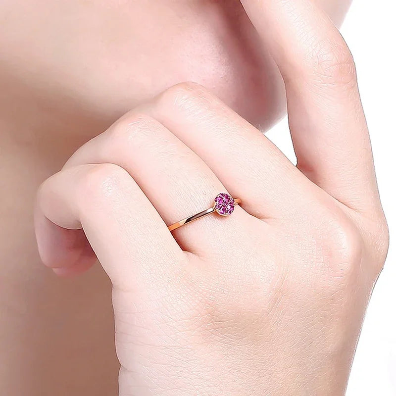 14k Rose Gold Natural Ruby Ring for Women