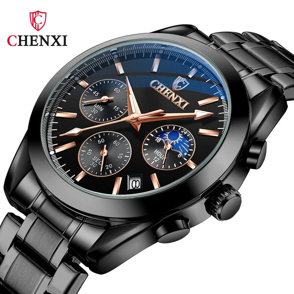 Stainless Steel Chronograph Wristwatch for Men