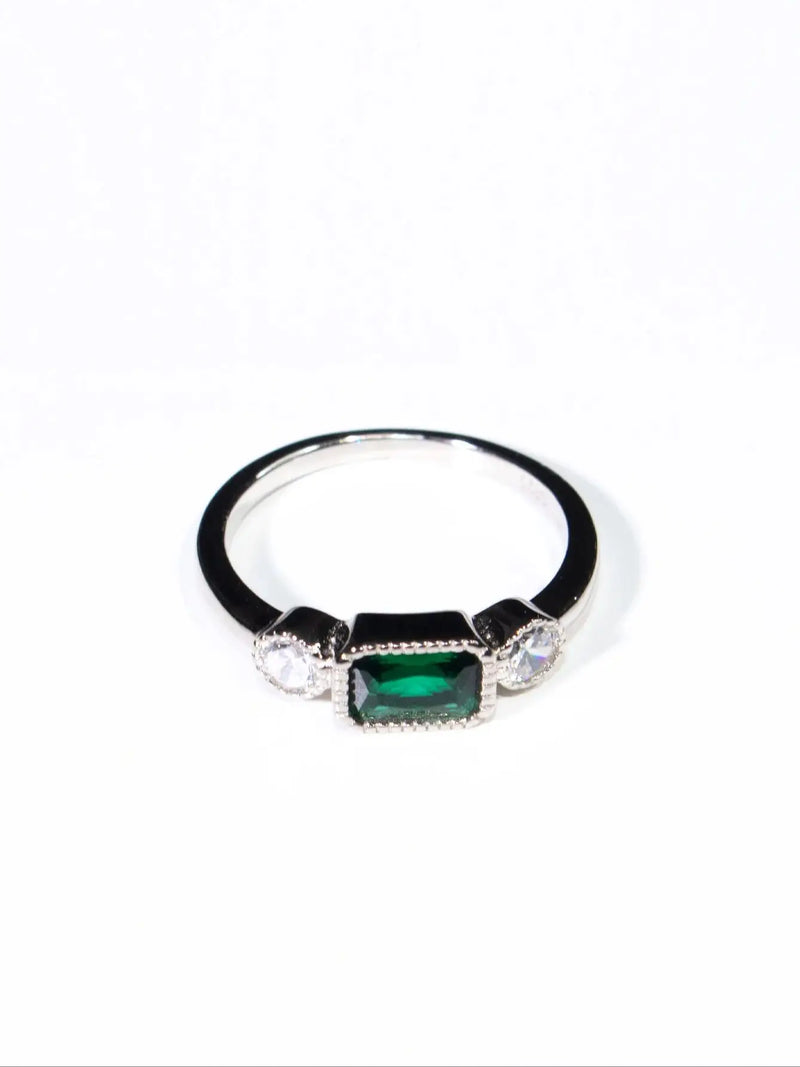 925 Silver Nano Emerald Bezel Setting Ring for Her