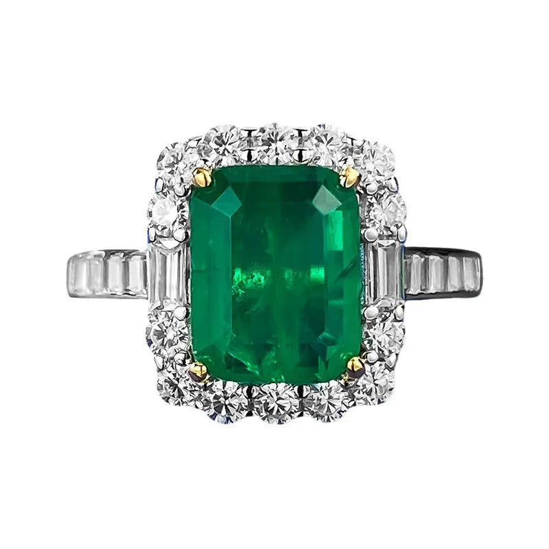 Sterling Silver Emerald Cut Engagement Ring Set for Women