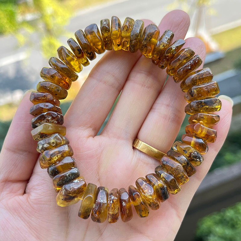 Sterling Silver Natural Amber Bracelet for Unisex