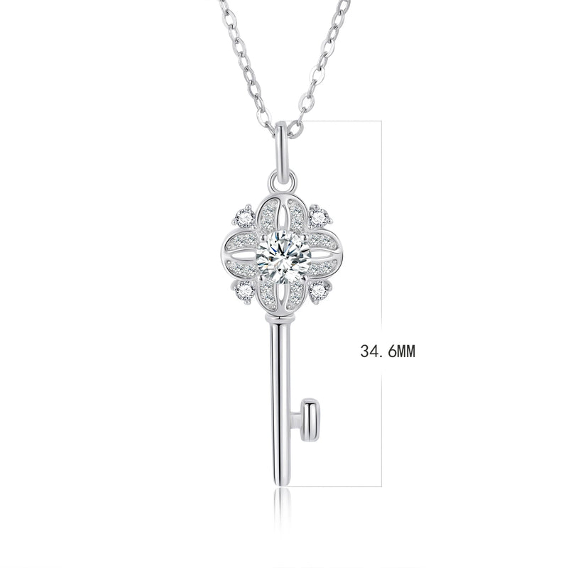 925 Sterling Silver 0.50ctw Moissanite Flower Pendant Necklace for Women