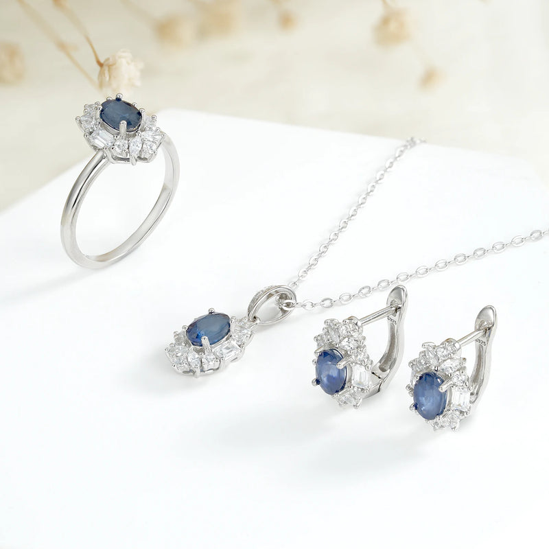 Sterling Silver Sapphire Jewelry Sets for Women