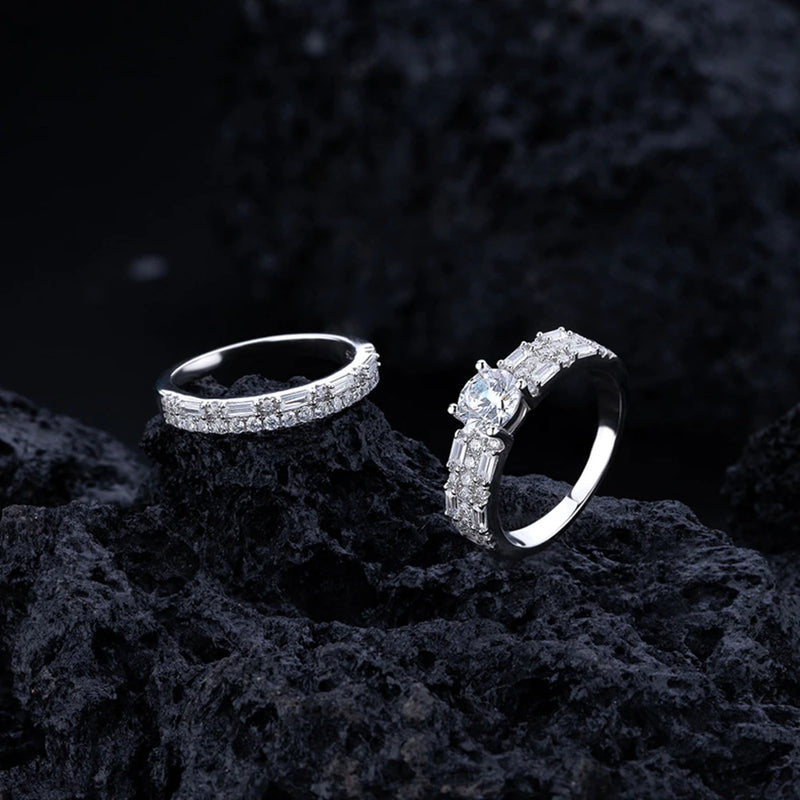 Sterling Silver Diamond Bridal Set for Women