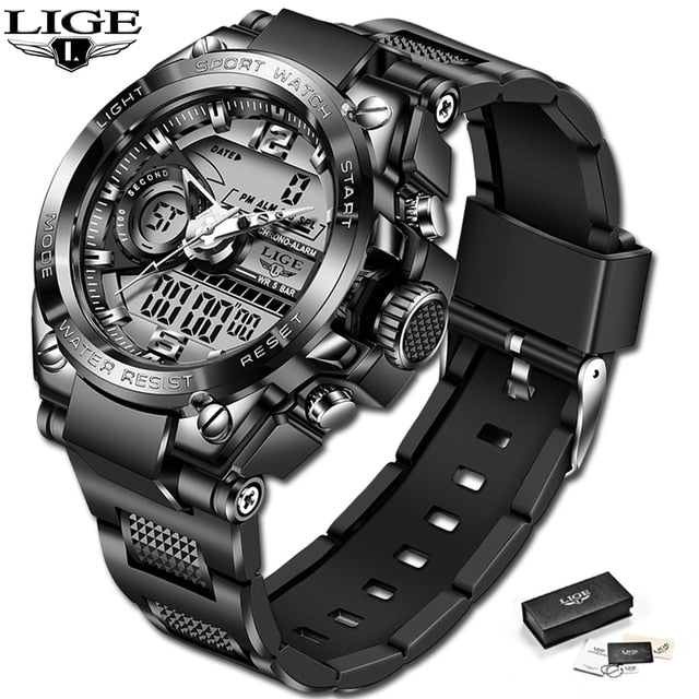 Stainless Steel Digital Watch with 50M Waterproofing for Men