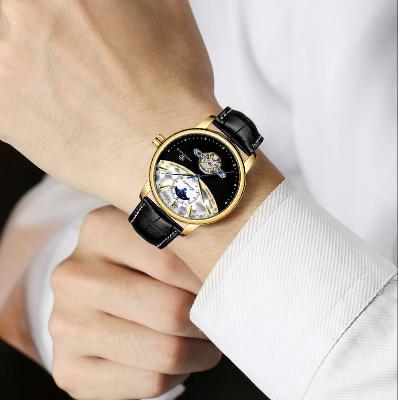 Stainless Steel Leather Luxury Automatic Watch for Men