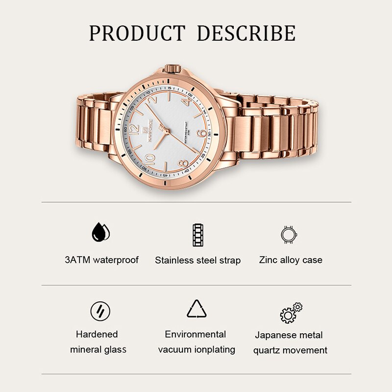 Stainless Steel Quartz Watch with Bracelet, Fashionable, for Women