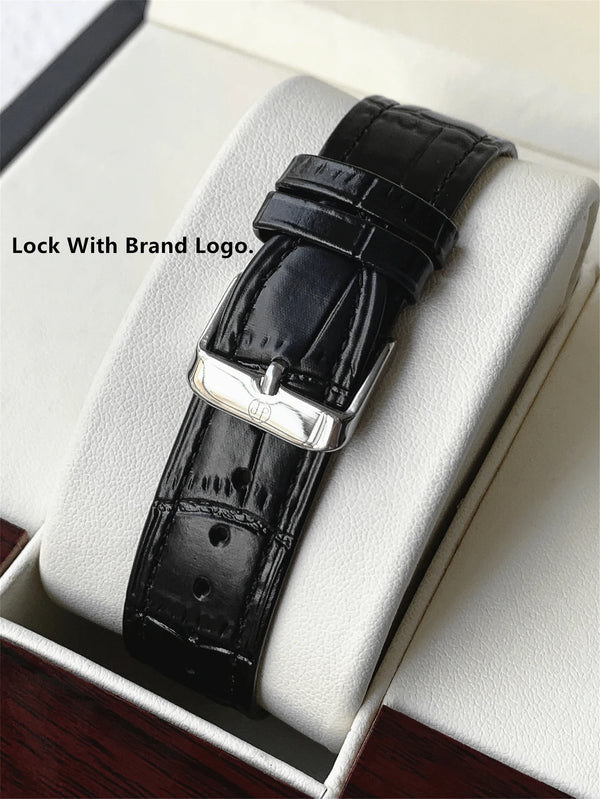 Luxury Men's Quartz Leather Watch with Waterproof Date Feature