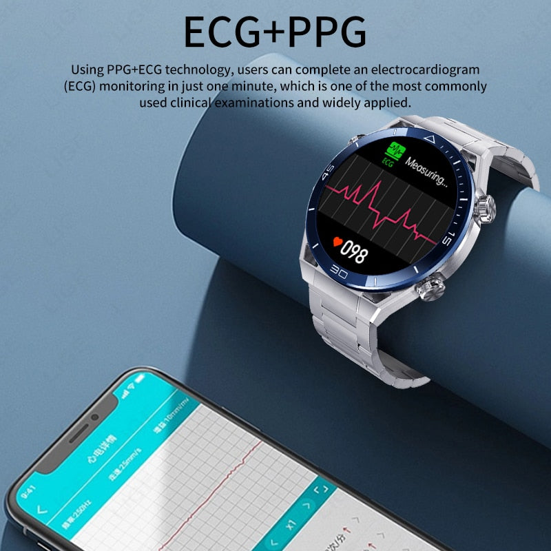 GPS Smart Watch with Voice Calling, NFC, Compass, IP68 Waterproof, ECG+PPG For Men.