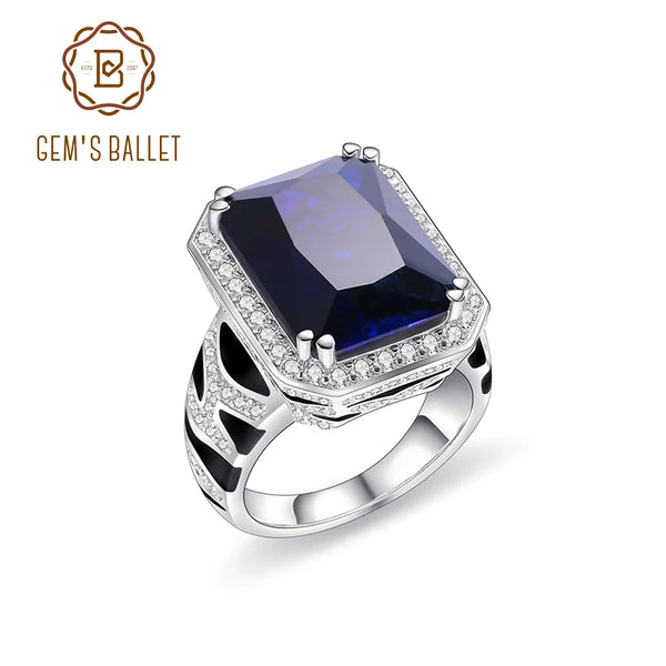 925 Sterling Silver Lab Blue Sapphire Ring for Her