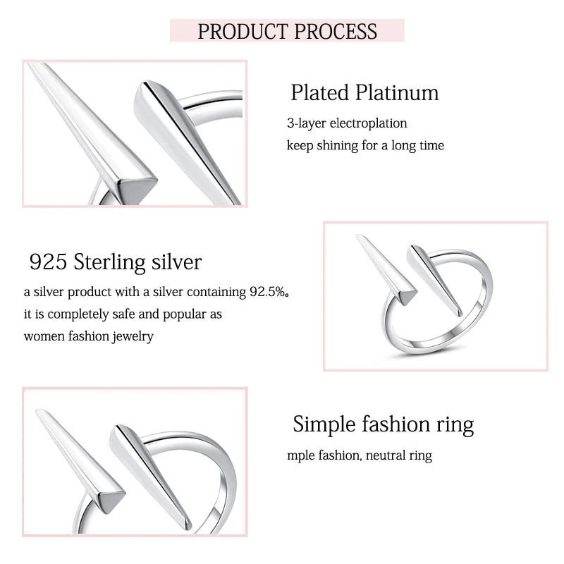 Sterling Silver Pointed Irregular Ring for Men/Women