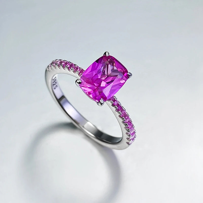 Sterling Silver Pink Sapphire Ring for Women