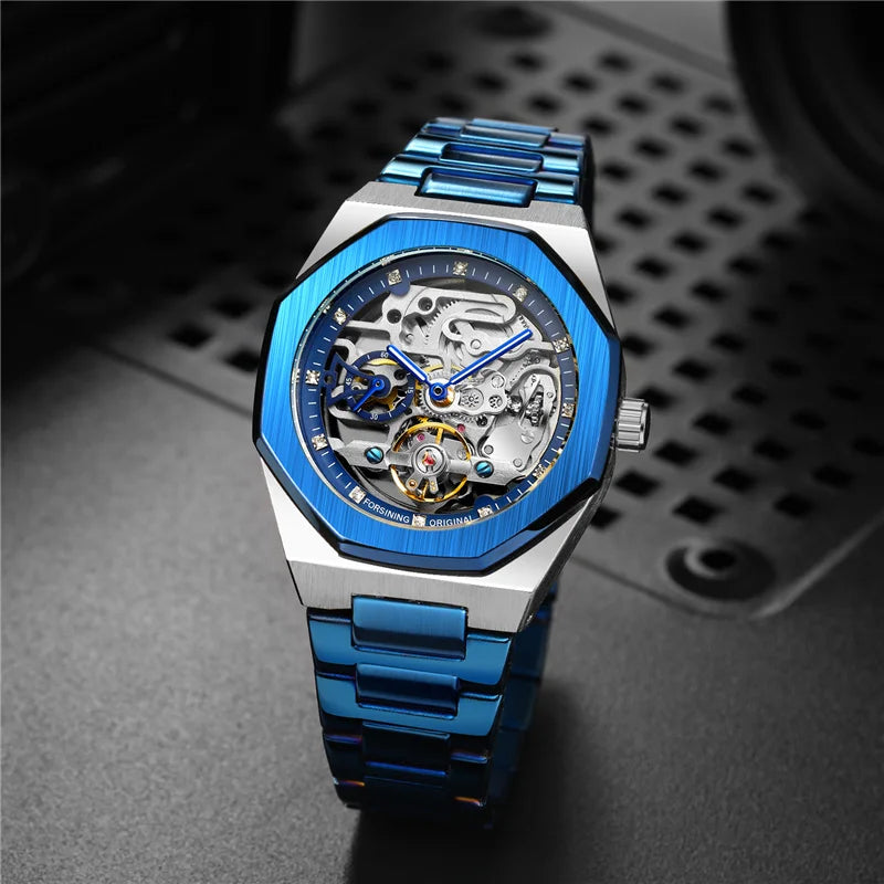 Stainless Steel Automatic Mechanical Military Sports Watch for Men