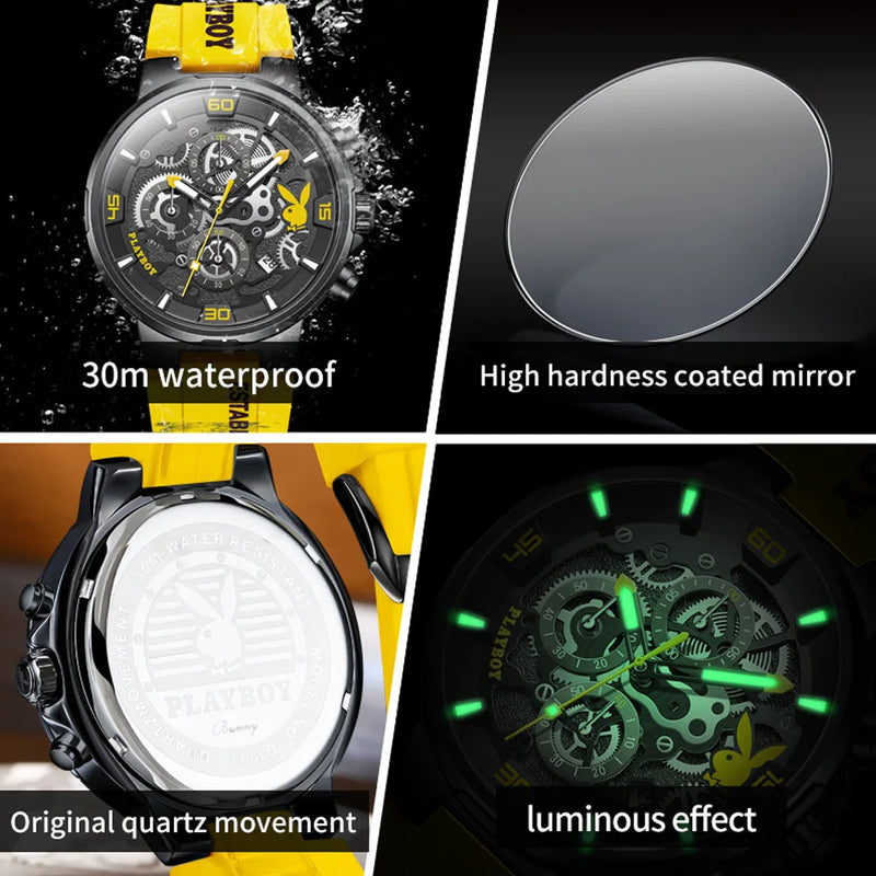 Stainless Steel Silicone Luxury Waterproof Luminous Watch for Men